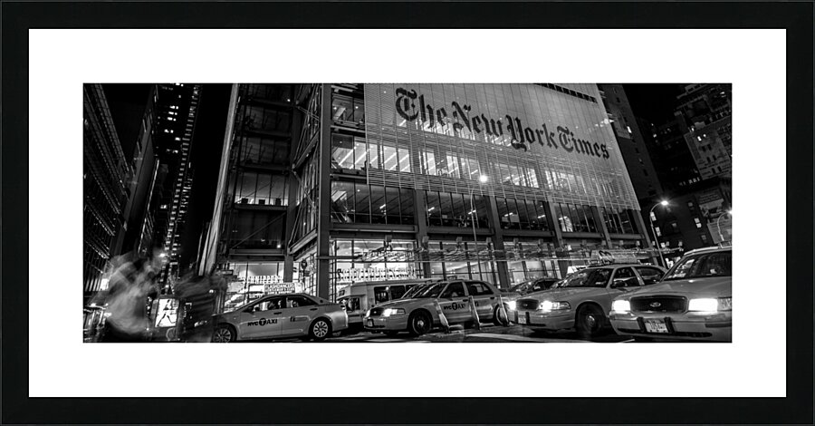 nyc cabs times building  panoramic 1415 Cabs 13k. Picture Frame print