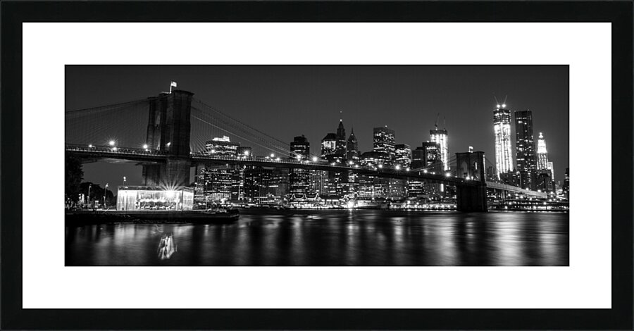 new york city skyline from brooklyn  panoramic 36 Picture Frame print