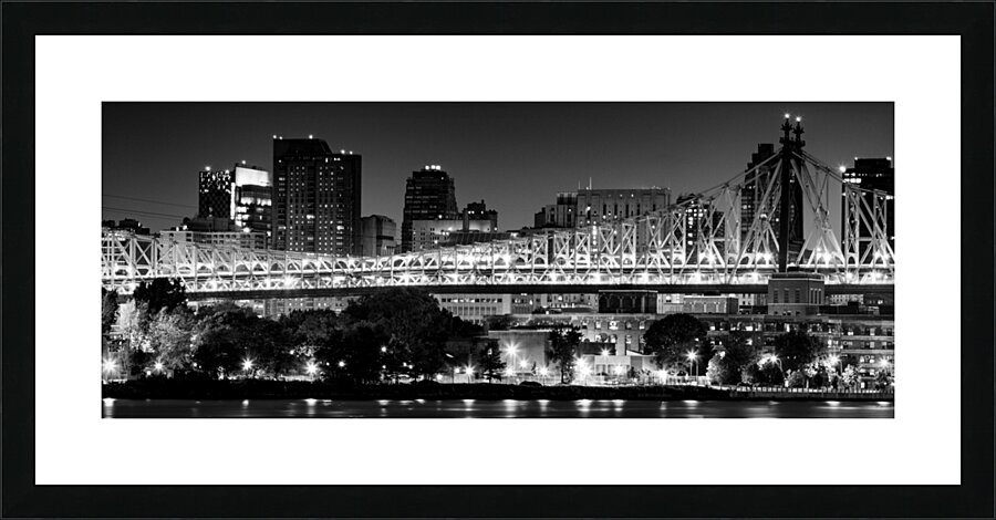 queensboro bridge at night  panoramic 1489 Queens Picture Frame print
