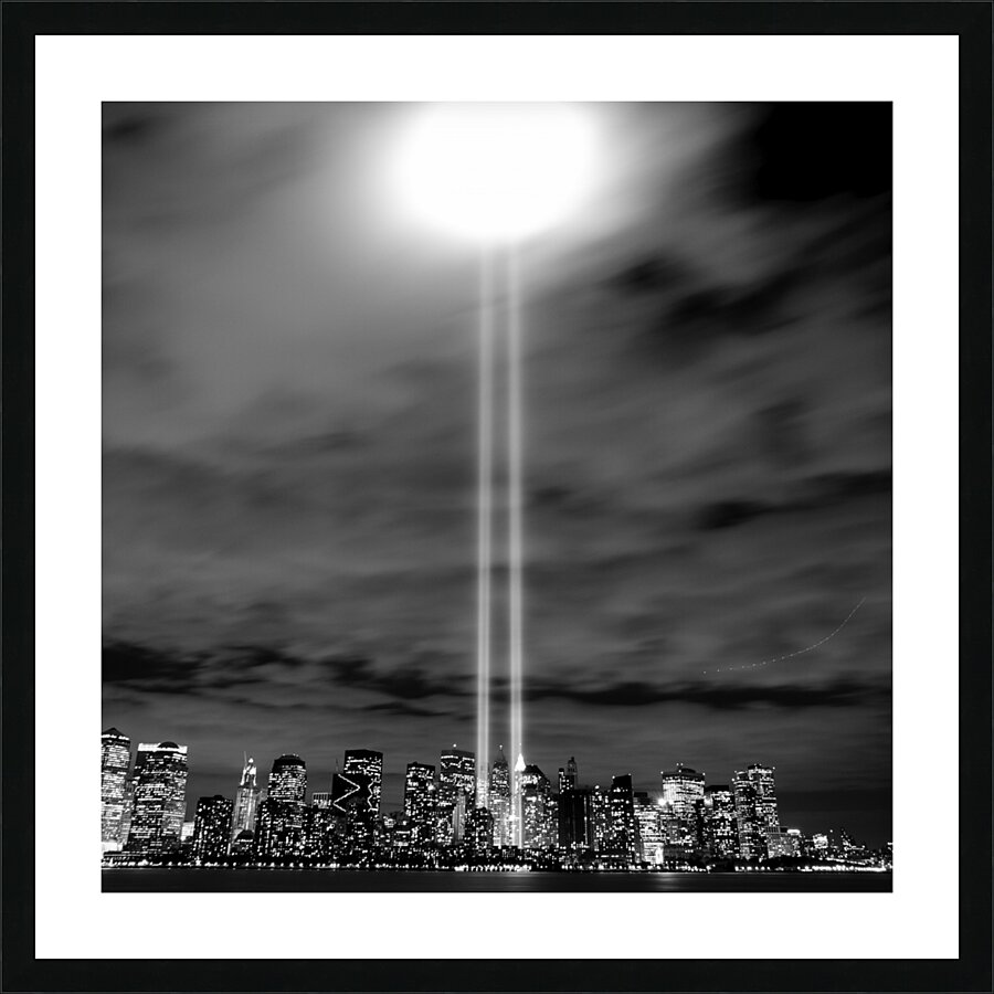 tribute in lights 911 lower manhattan  square 364 Picture Frame print