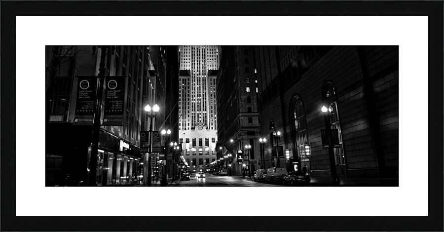 chicago board of trade building at night  panoram Picture Frame print
