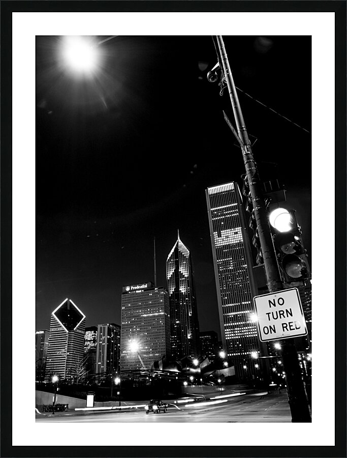 chicago skyline at night from columbus drive  ver Picture Frame print