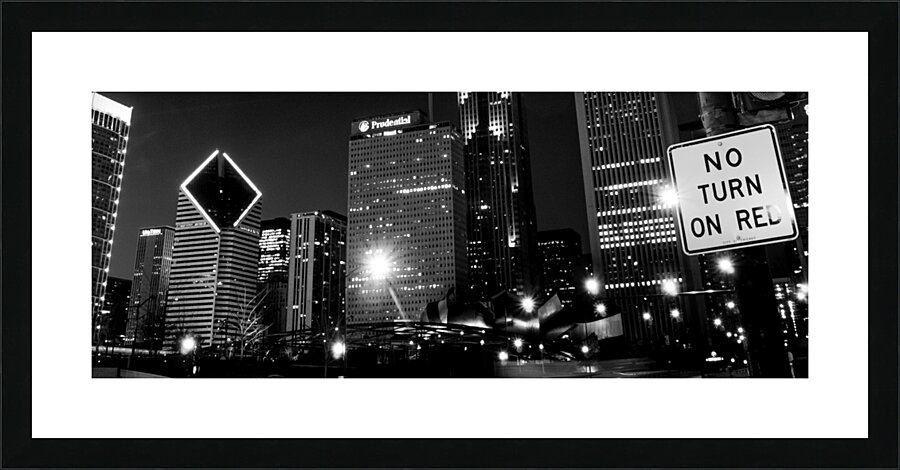 chicago skyline at night from columbus drive  pan Picture Frame print