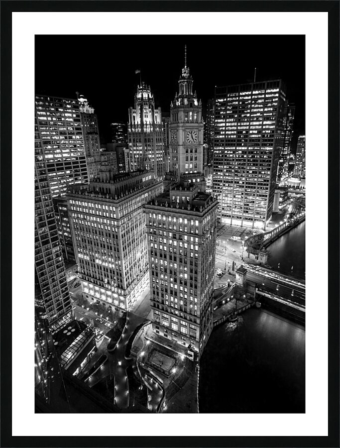 downtown chicago at night  vertical 2567 Deluxe 1 Picture Frame print