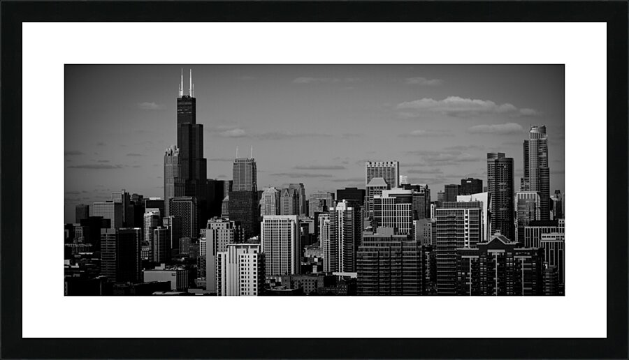 downtown chicago willis tower  panoramic 1210 Pra Picture Frame print