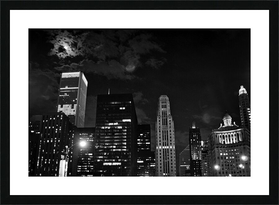 magnificent mile at night  horizontal 73 Michigan Picture Frame print