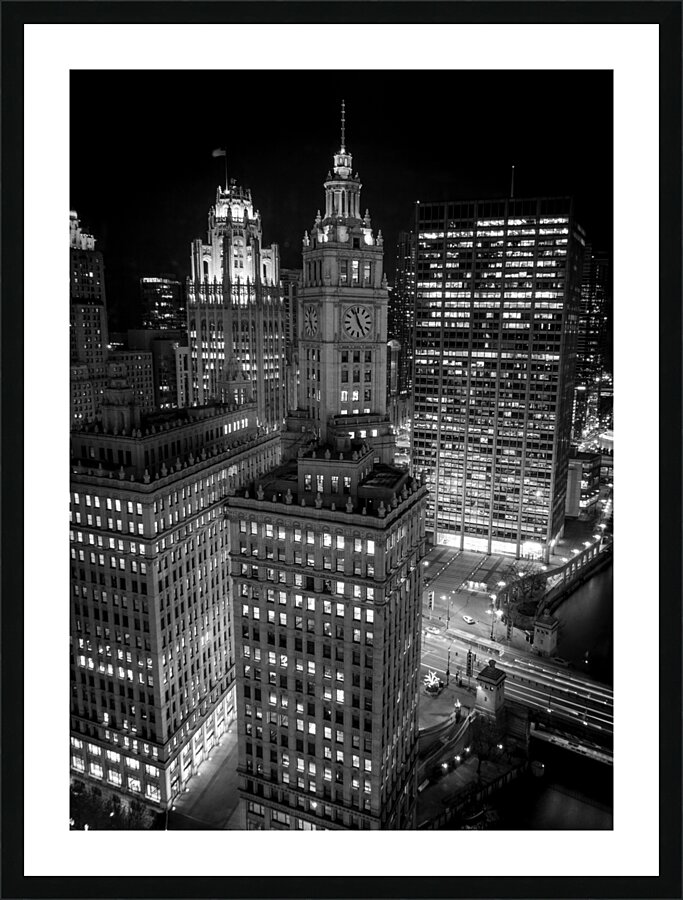 view from trum chicago at night  vertical 2570 Ki Picture Frame print