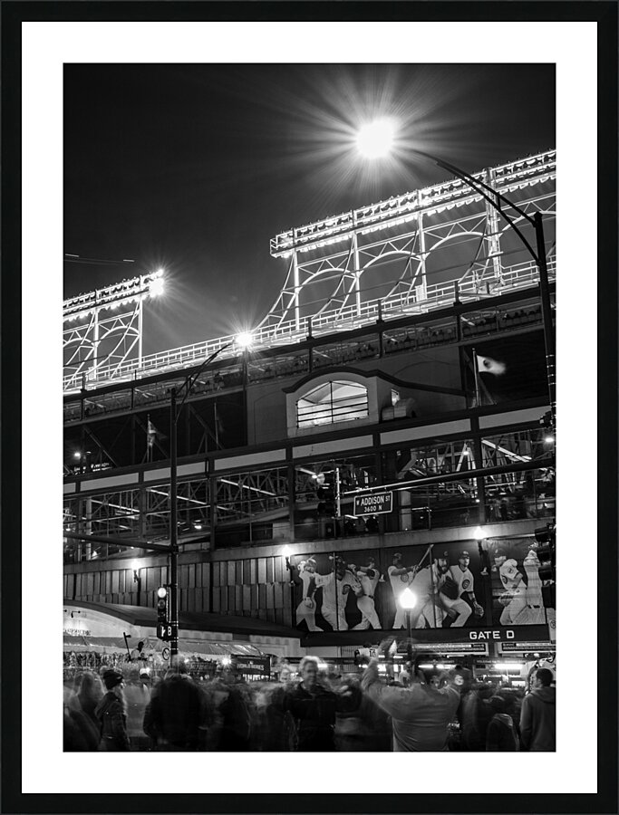 wrigley field at night  vertical 3078 Sheffield 1 Picture Frame print