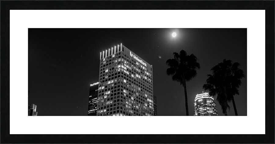 full moon over downtown los angeles  panoramic 27 Picture Frame print