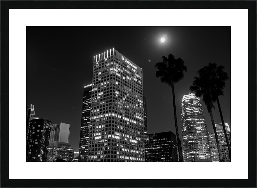 full moon over downtown los angeles  horizontal 2 Picture Frame print