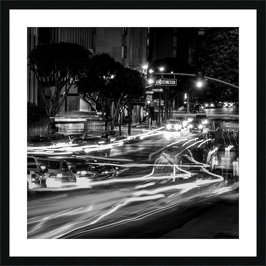 rush hour traffic on wilshire boulevard  square 2 Picture Frame print