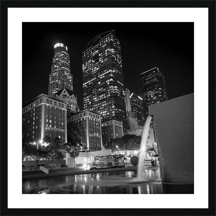 pershing square LA skyline at night  square 2592 Picture Frame print