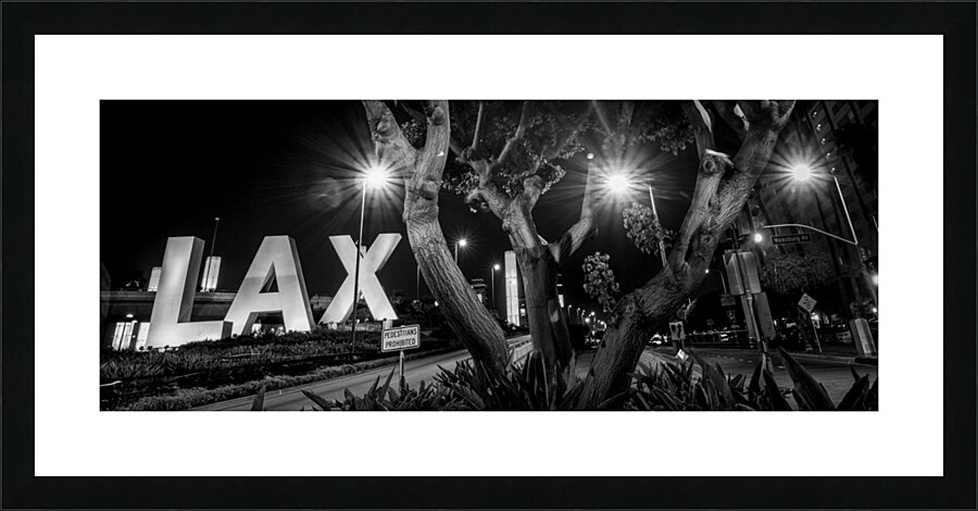 the LAX sign at night  panoramic 2176 Lax 2 13k.j Picture Frame print