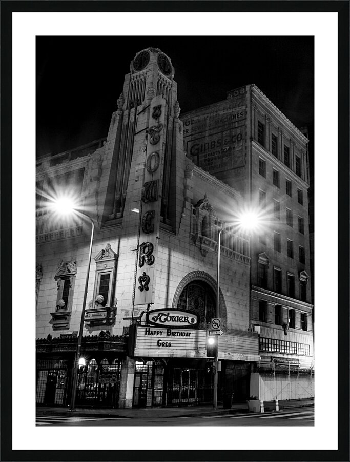 tower theater at night  vertical 4511 Greg 13k.jp Picture Frame print