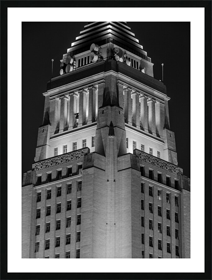 top of los angeles city hall  vertical 2190 Pinna Picture Frame print