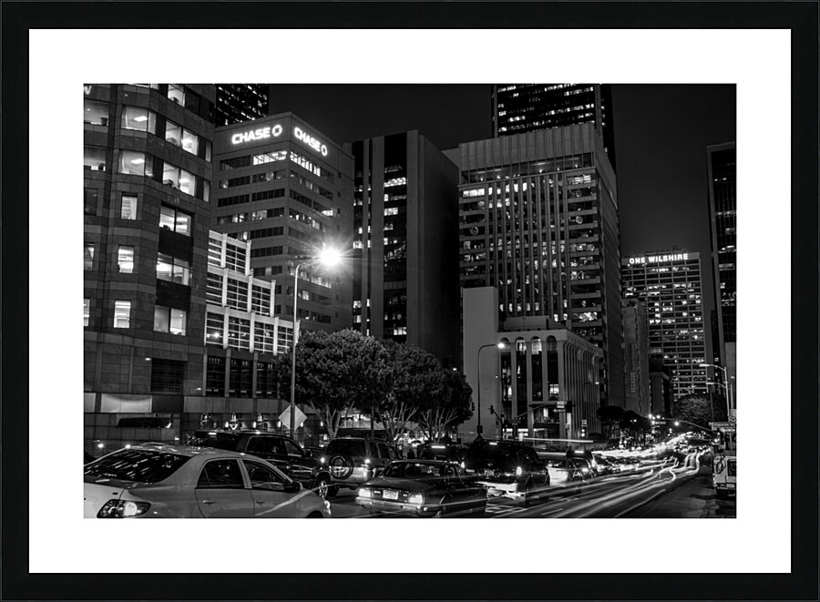 wilshire boulevard and figueroa at night  horizon Picture Frame print