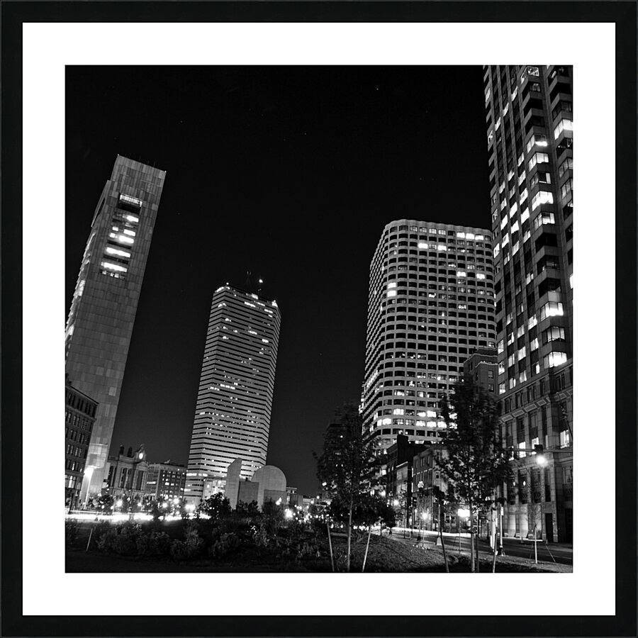 boston financial district night  square 38 Purcha Picture Frame print