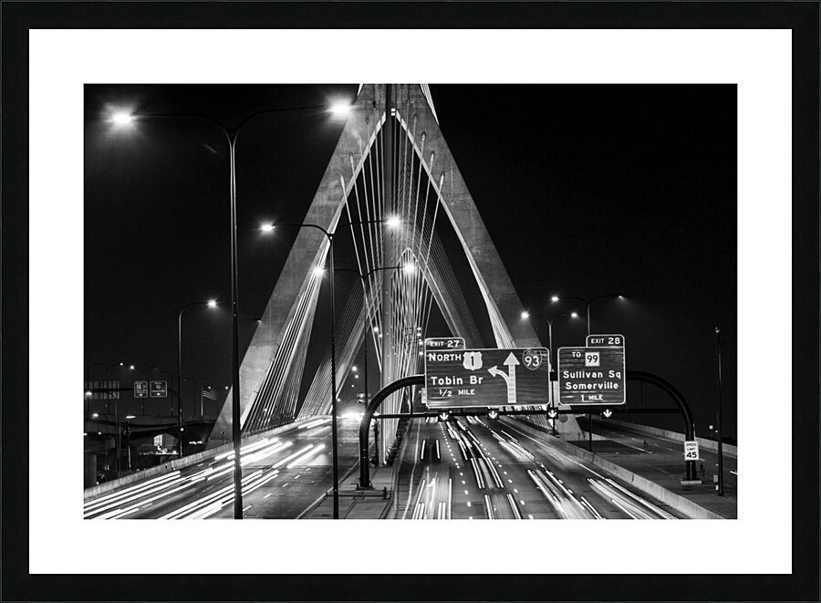 bunker hill bridge night traffic  horizontal 45 T Picture Frame print