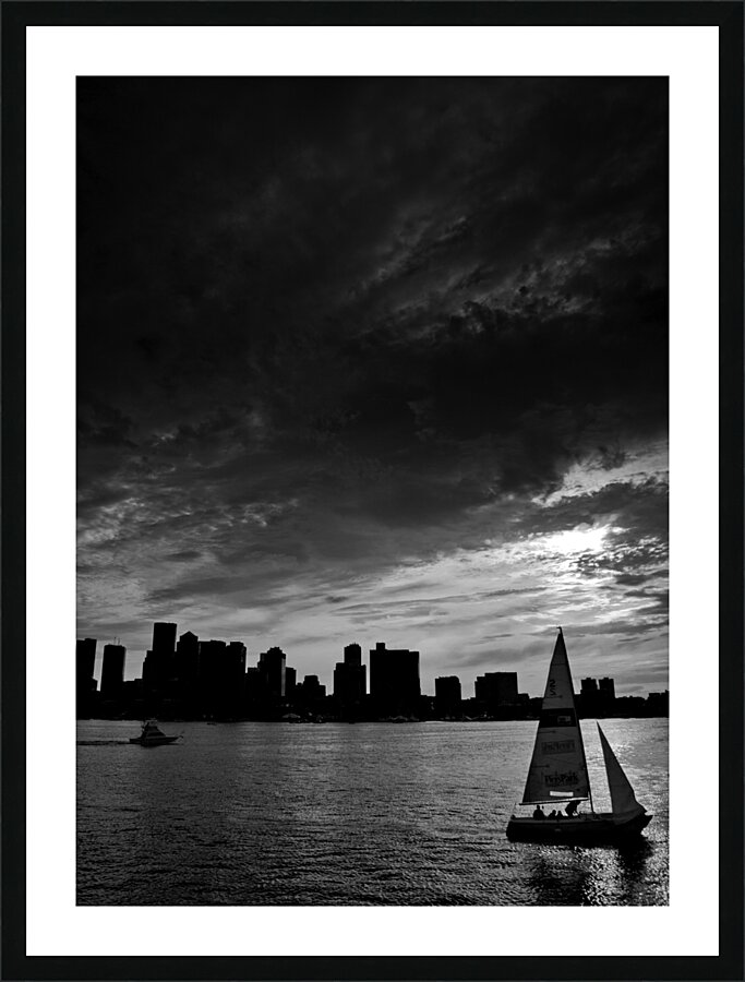 sail boat boston harbor  vertical 1247 Sail 13k.j Picture Frame print
