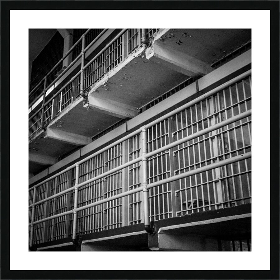alcatraz cellblock  square 2817 Cellblock 13k Picture Frame print