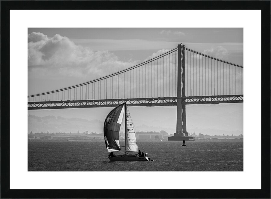 bay bridge and full sail boat  horizontal 2766 Br Picture Frame print