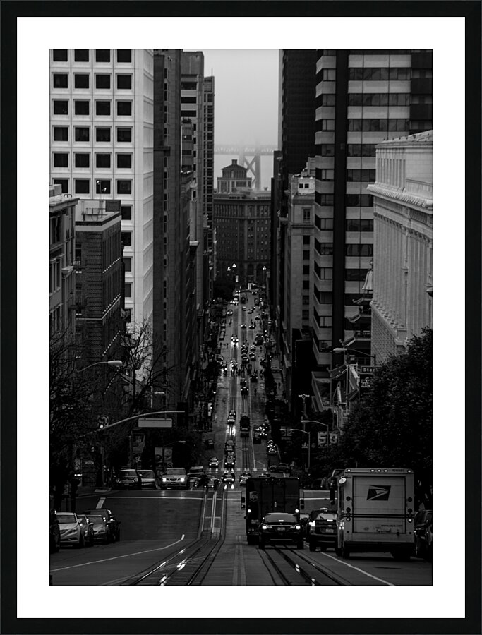 california street downtown san francisco  vertica Picture Frame print