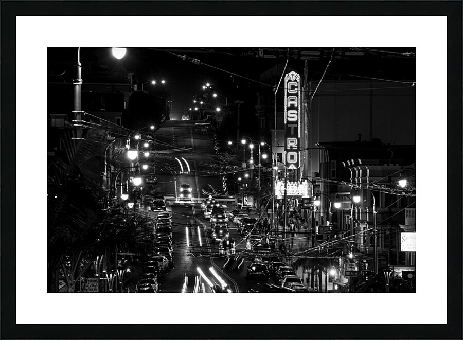 castro theater night  horizontal 2768 Castro 13k. Picture Frame print