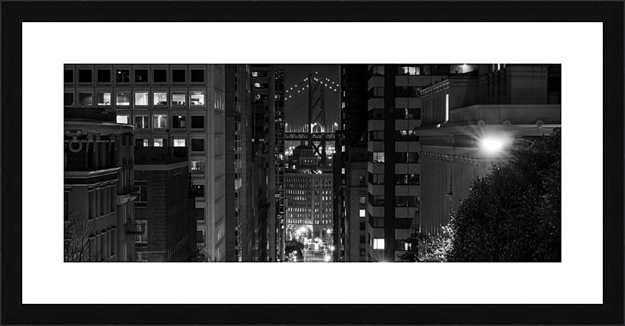 california street bay bridge night  panoramic 276 Picture Frame print
