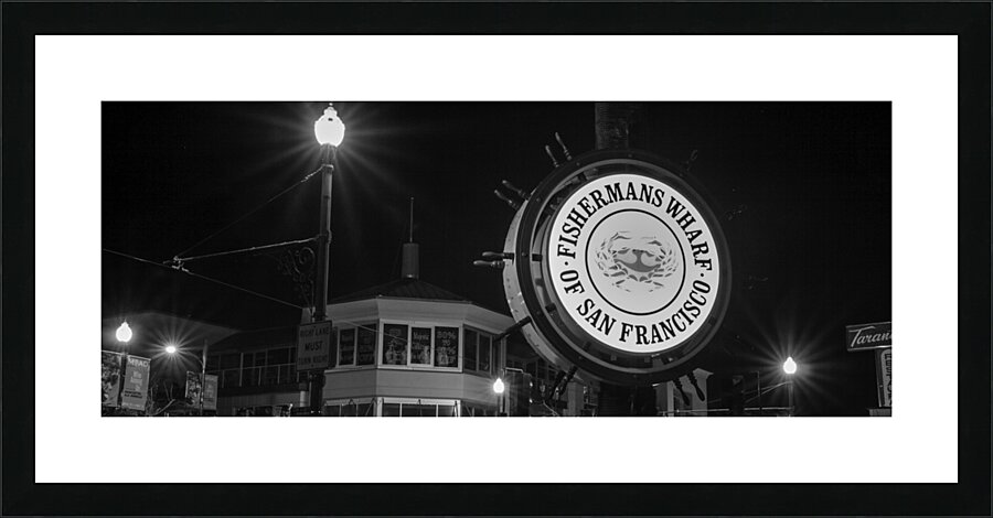 fishermans wharf night  panoramic 2825 Fisherman Picture Frame print