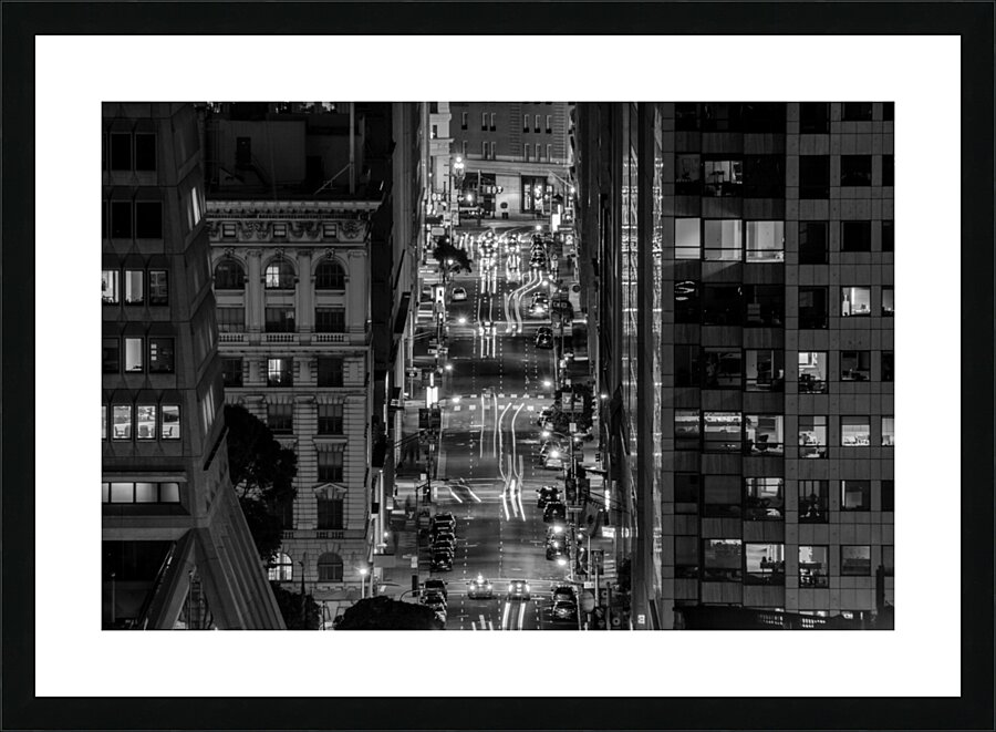 downtown san francisco traffic at night  horizont Picture Frame print