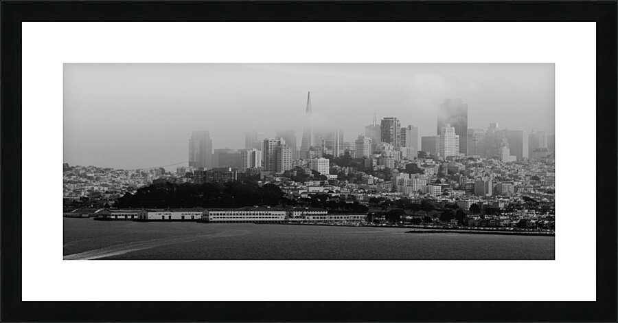 downtown san francisco under fog  panoramic 2836 Picture Frame print