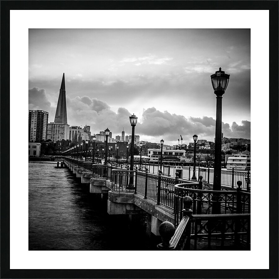 gas lamps pier 7  square 500 Gaslight 13k Picture Frame print