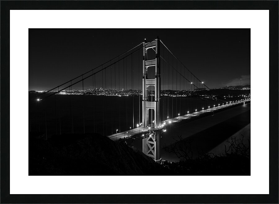golden gate bridge night from marin headlands  ho Picture Frame print