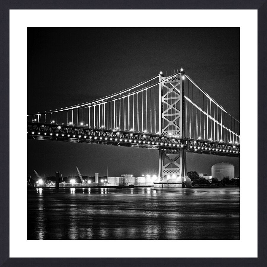 ben franklin bridge at night  square 459 Cranes 1 Picture Frame print