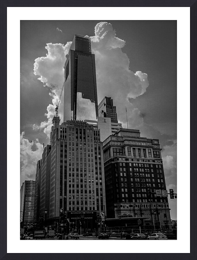 thunder cloud over comcast tower downtown philly Picture Frame print