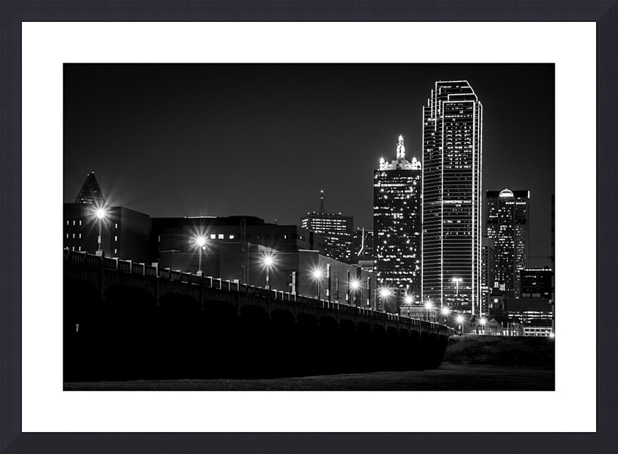 commerce street dallas texas at night  horizontal Picture Frame print