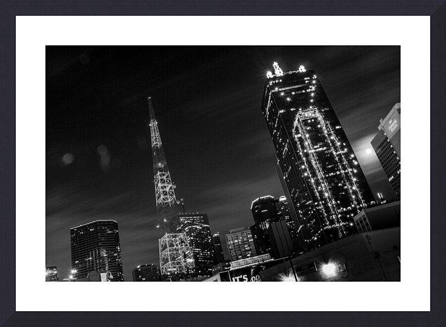 downtown dallas full moon  horizontal 2121 Pepper Picture Frame print