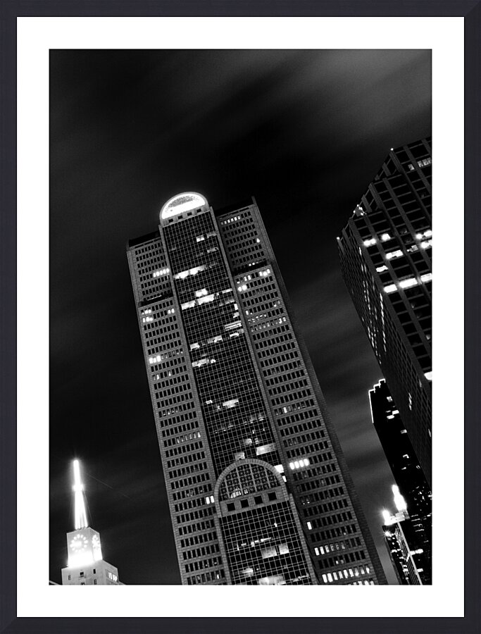 comerica building at night  vertical 771 Comerica Picture Frame print