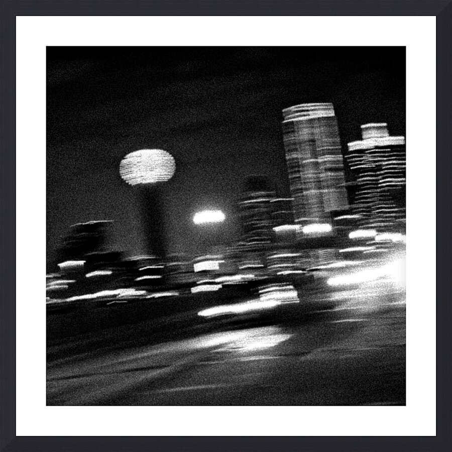 blurry downtown dallas houston viaduct  square 21 Picture Frame print