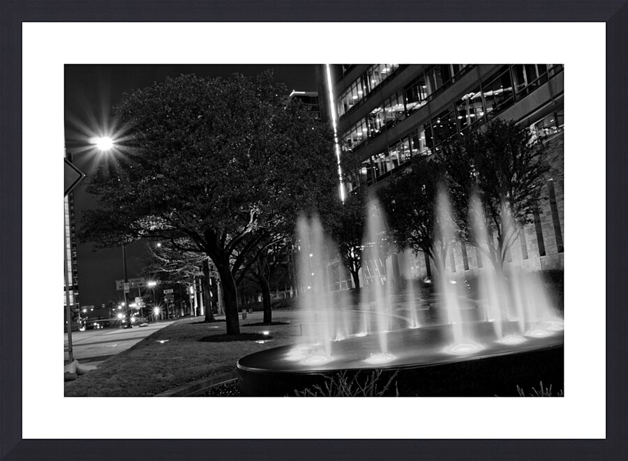 hunt building fountain  horizontal 765 Akard 13k. Picture Frame print