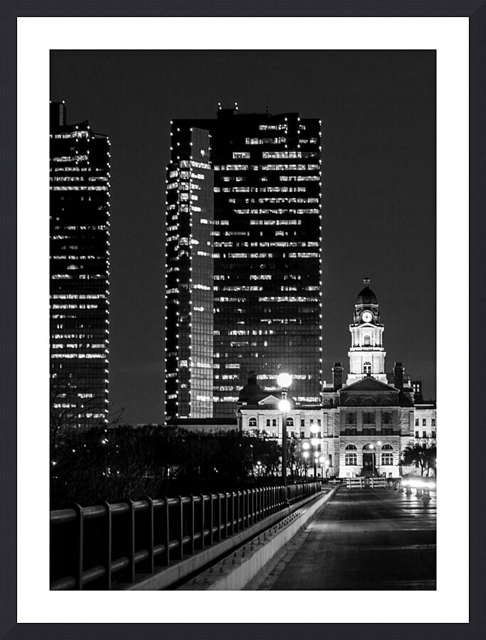 fort worth texas skyline at night  vertical 825 W Picture Frame print
