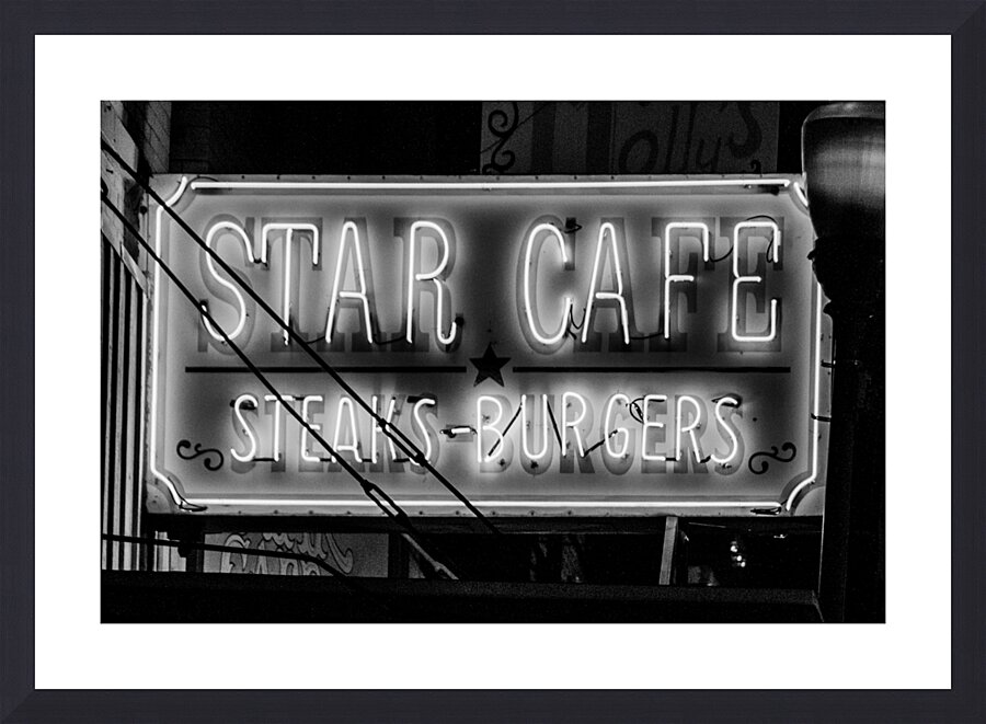 star cafe at night  horizontal 2127 Cafe 13k Picture Frame print