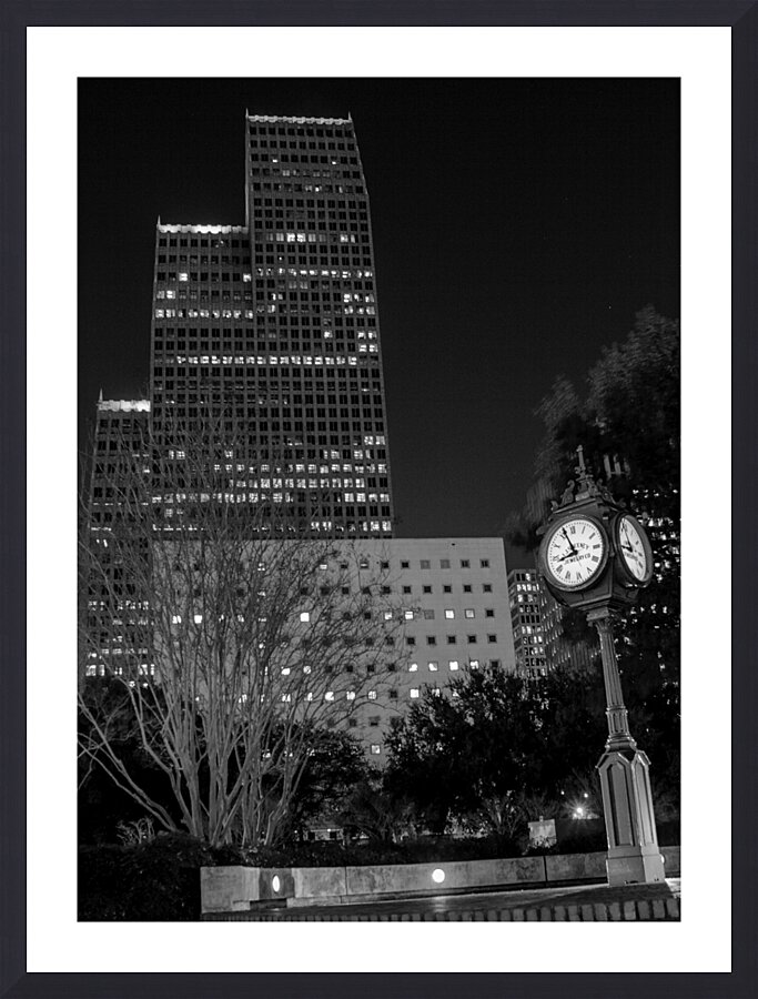 downtown houston sweeney clock  vertical 3281 Swe Picture Frame print