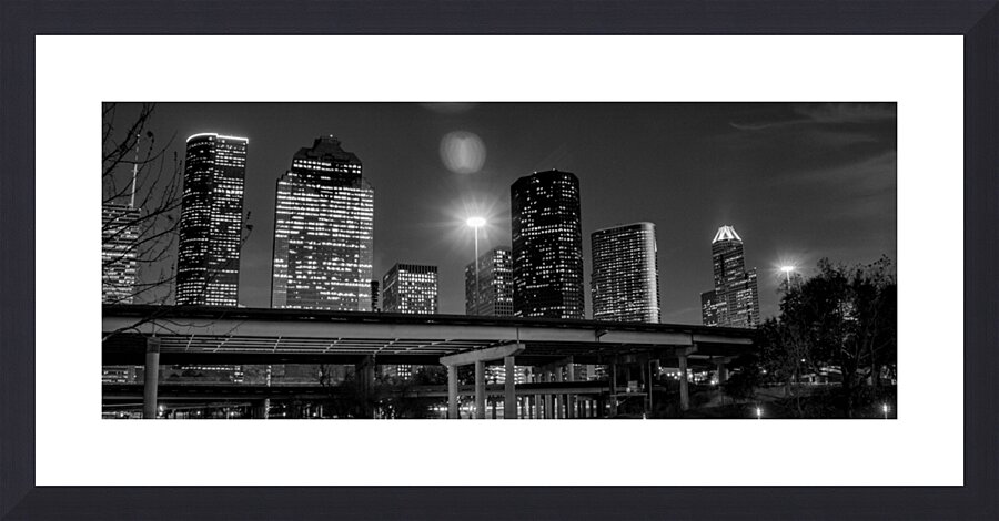 houston skyline over buffalo bayou  panoramic 327 Picture Frame print
