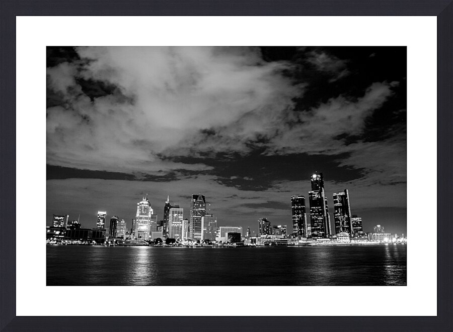 detroit skyline from windsor ontario  horizontal Picture Frame print