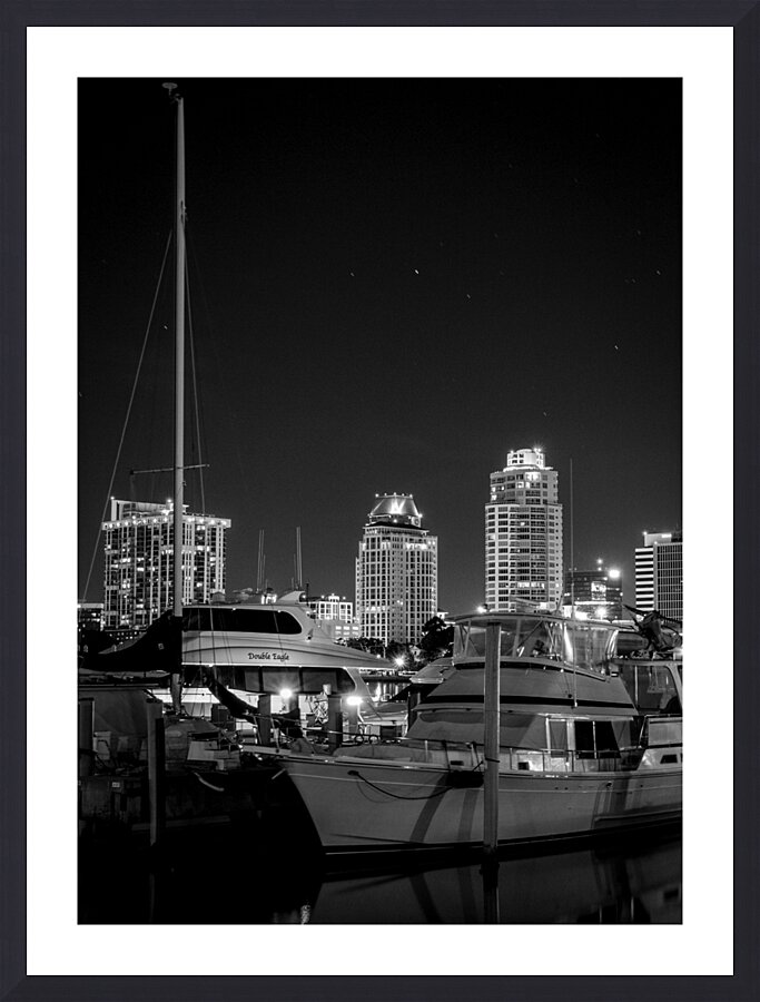 st petersburg skyline and marina  vertical 1138 E Picture Frame print