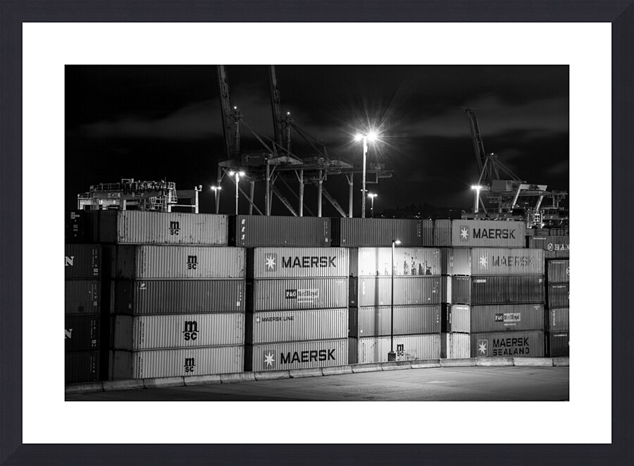 maersk shipping containers at night  horizontal 2 Picture Frame print
