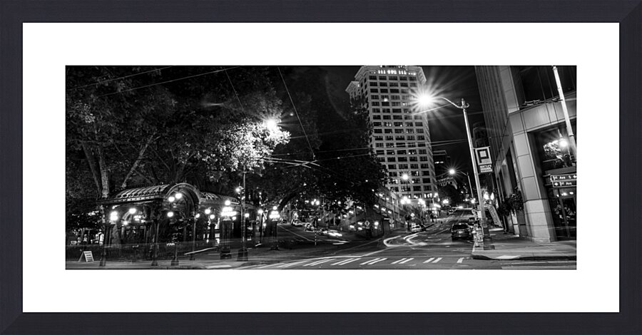 smith tower pioneer square at night  panoramic 27 Picture Frame print