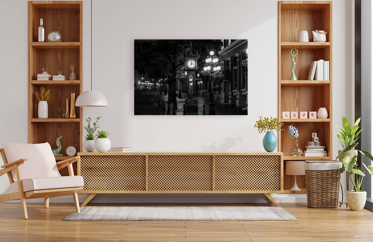 gastown steam clock water street at night  horizo Reproduction