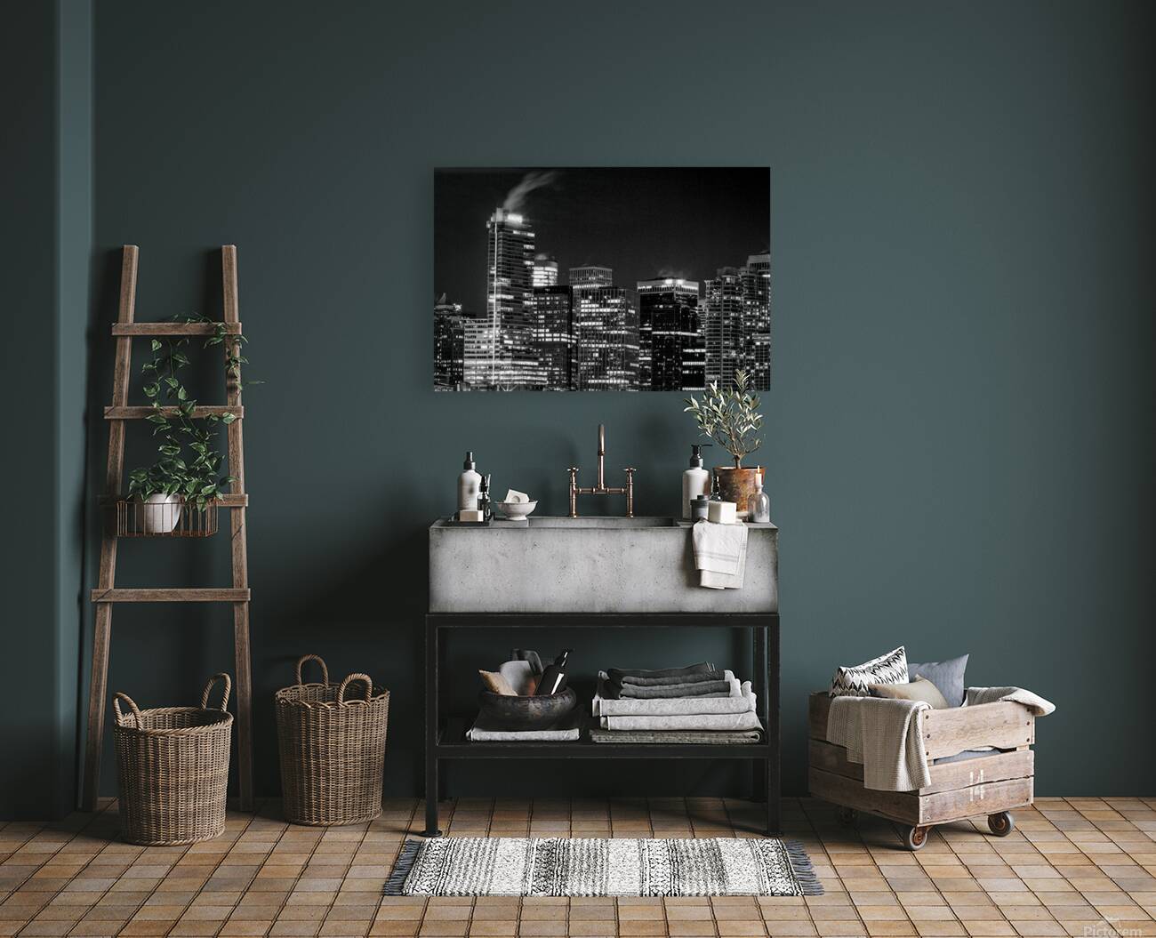 vancouver skyline at night from stanley park  hor Reproduction